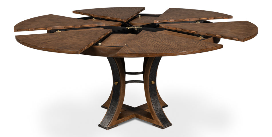 Tower Jupe Extendable Round Dining Table-Dining Tables-Sarreid-Light Mink-Medium-LOOMLAN