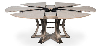 Tower Jupe Extendable Round Dining Table-Dining Tables-Sarreid-Moonskin-Large-LOOMLAN
