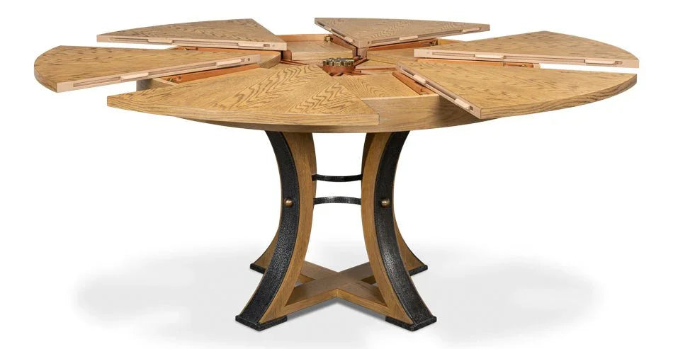Tower Jupe Wooden Round Dining Table-Dining Tables-Sarreid-LOOMLAN