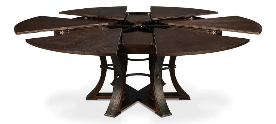 Tower Jupe Wooden Round Dining Table-Dining Tables-Sarreid-LOOMLAN