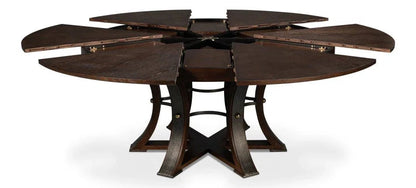 Tower Jupe Wooden Round Dining Table-Dining Tables-Sarreid-LOOMLAN
