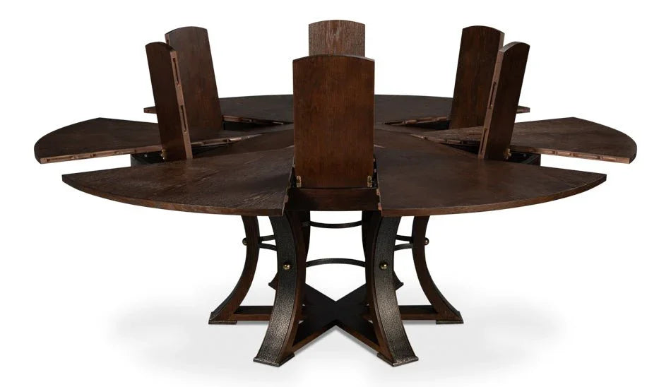 Tower Jupe Wooden Round Dining Table-Dining Tables-Sarreid-LOOMLAN