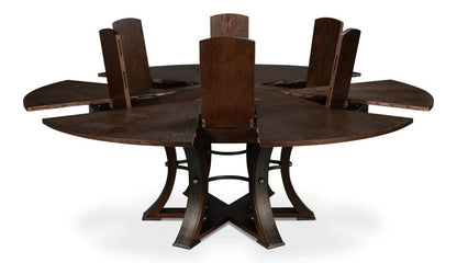 Tower Jupe Wooden Round Dining Table-Dining Tables-Sarreid-LOOMLAN