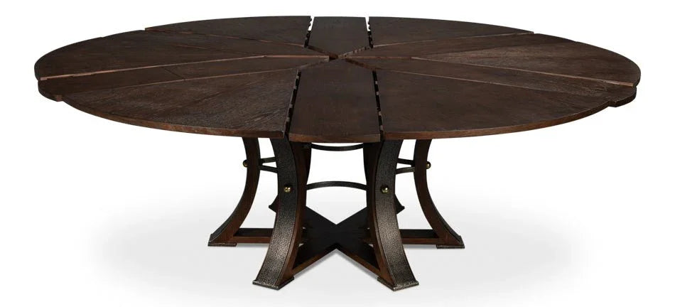 Tower Jupe Wooden Round Dining Table-Dining Tables-Sarreid-LOOMLAN