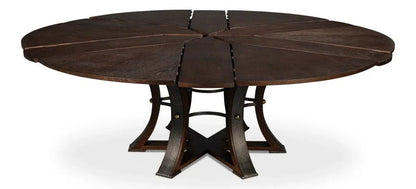 Tower Jupe Wooden Round Dining Table-Dining Tables-Sarreid-LOOMLAN