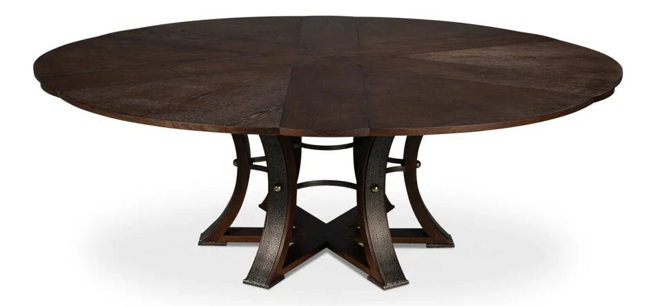 Tower Jupe Wooden Round Dining Table-Dining Tables-Sarreid-LOOMLAN