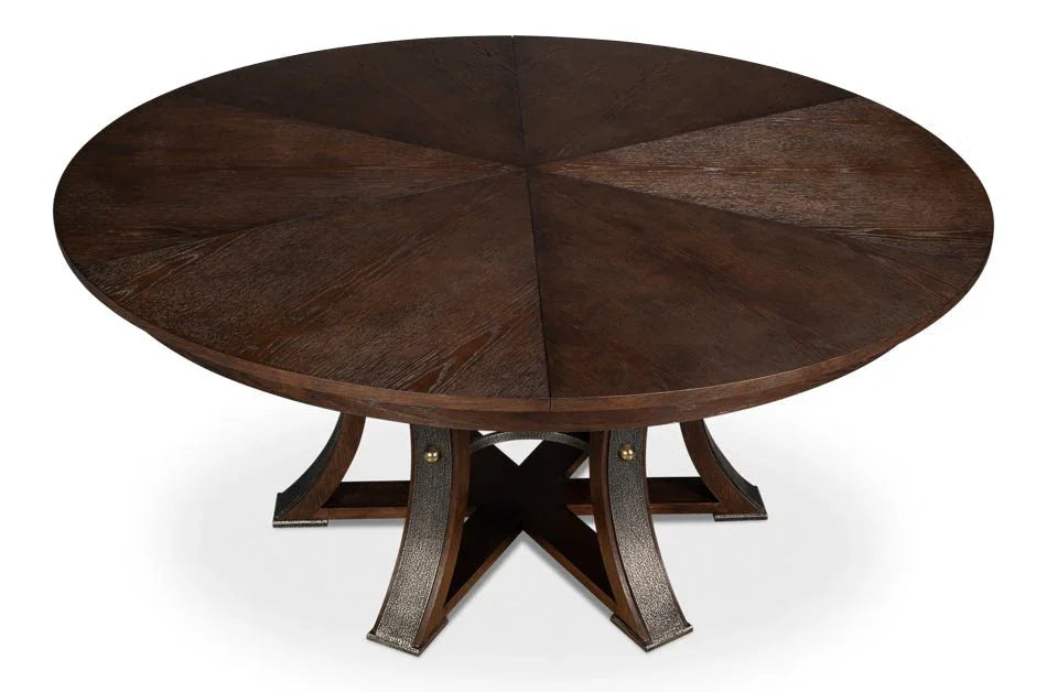 Tower Jupe Wooden Round Dining Table-Dining Tables-Sarreid-LOOMLAN