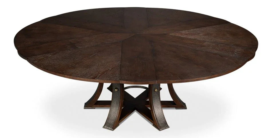 Tower Jupe Wooden Round Dining Table-Dining Tables-Sarreid-LOOMLAN