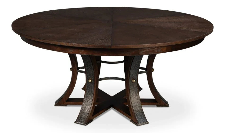 Tower Jupe Wooden Round Dining Table-Dining Tables-Sarreid-LOOMLAN