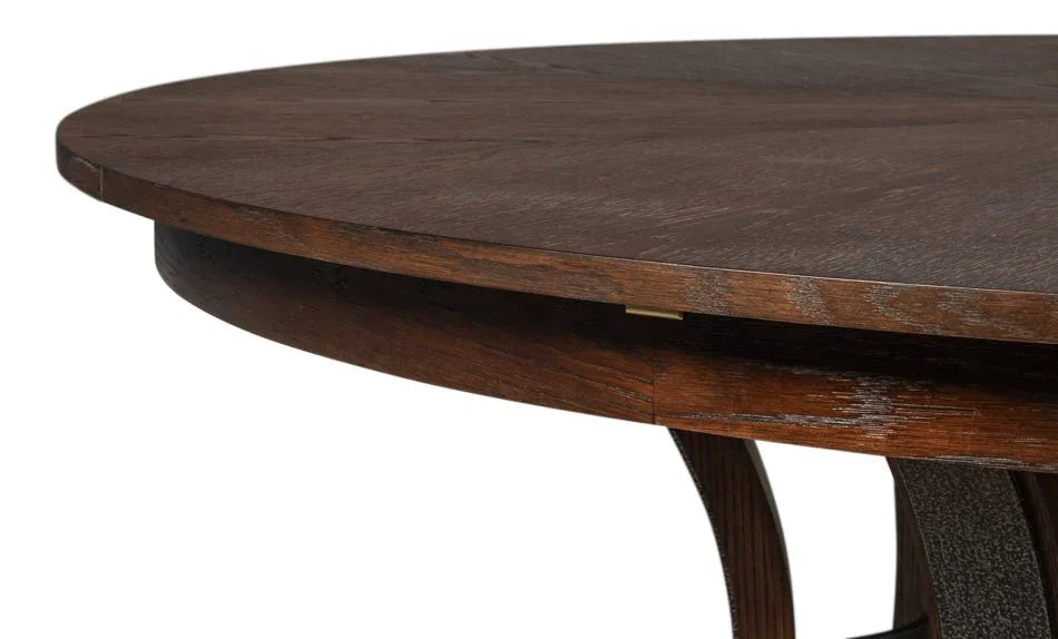 Tower Jupe Wooden Round Dining Table-Dining Tables-Sarreid-LOOMLAN