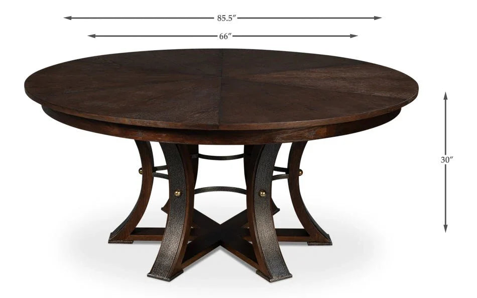Tower Jupe Wooden Round Dining Table-Dining Tables-Sarreid-LOOMLAN