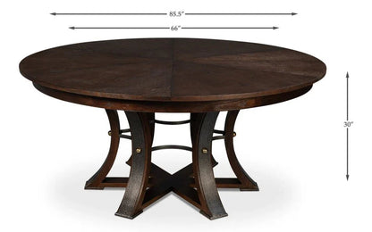 Tower Jupe Wooden Round Dining Table-Dining Tables-Sarreid-LOOMLAN