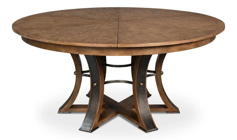 Tower Jupe Wooden Round Dining Table-Dining Tables-Sarreid-LOOMLAN