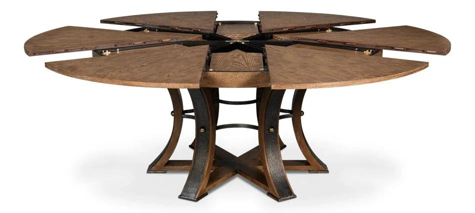 Tower Jupe Wooden Round Dining Table-Dining Tables-Sarreid-LOOMLAN