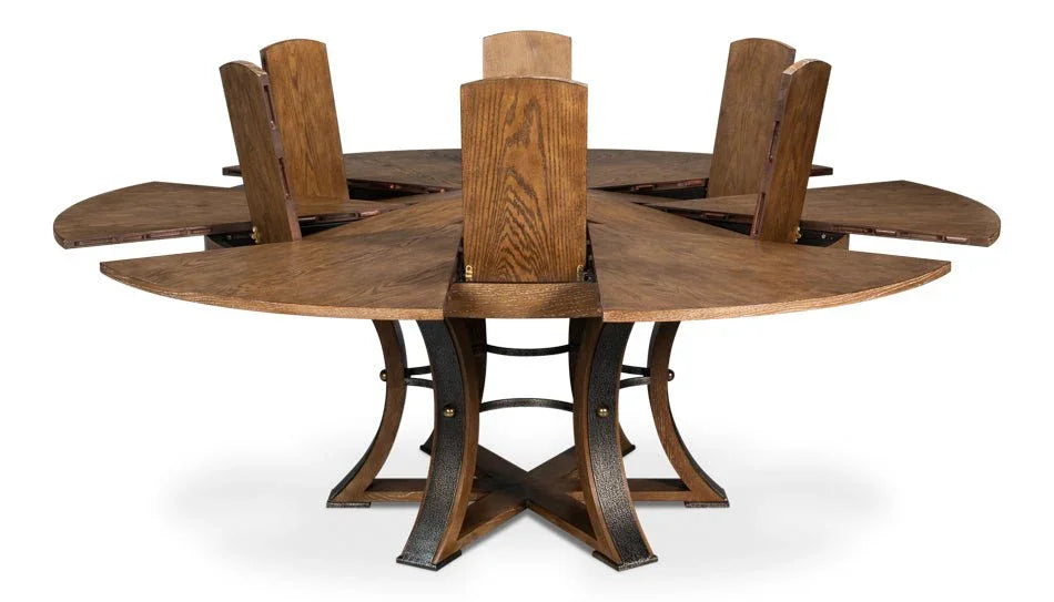 Tower Jupe Wooden Round Dining Table-Dining Tables-Sarreid-LOOMLAN