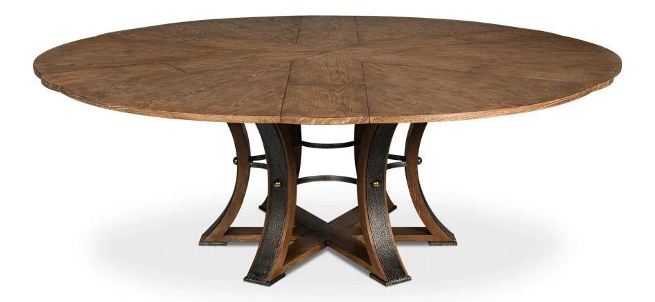 Tower Jupe Wooden Round Dining Table-Dining Tables-Sarreid-LOOMLAN