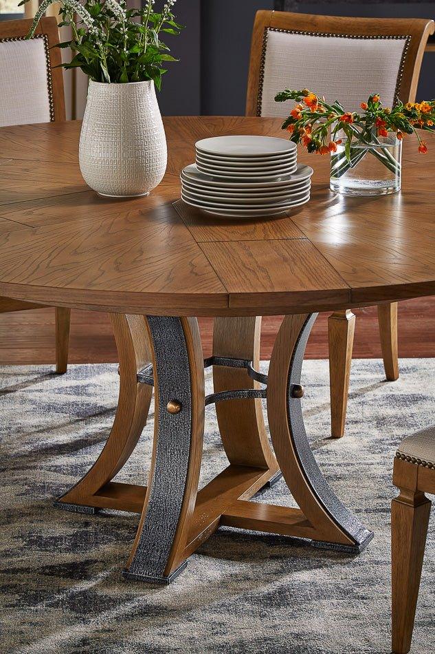 Tower Jupe Wooden Round Dining Table-Dining Tables-Sarreid-LOOMLAN