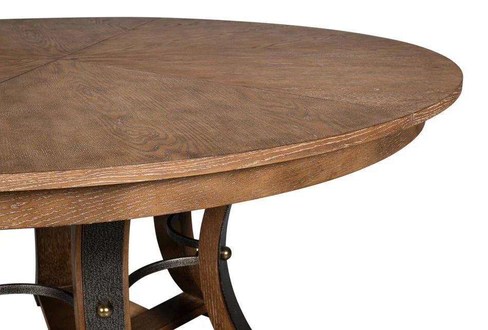 Tower Jupe Wooden Round Dining Table-Dining Tables-Sarreid-LOOMLAN
