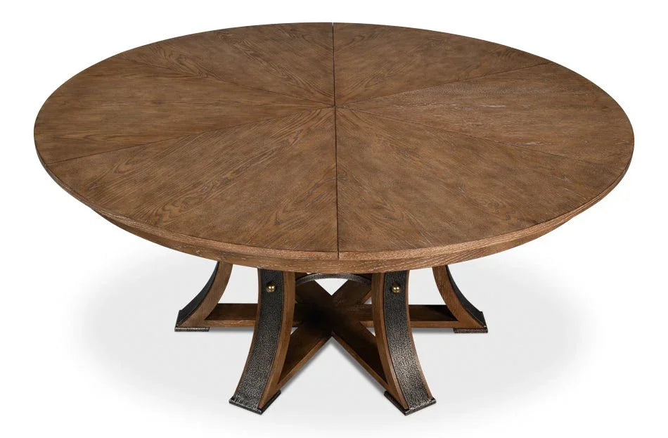 Tower Jupe Wooden Round Dining Table-Dining Tables-Sarreid-LOOMLAN