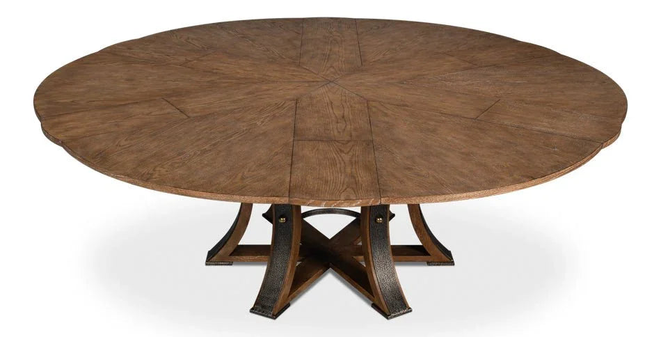 Tower Jupe Wooden Round Dining Table-Dining Tables-Sarreid-LOOMLAN