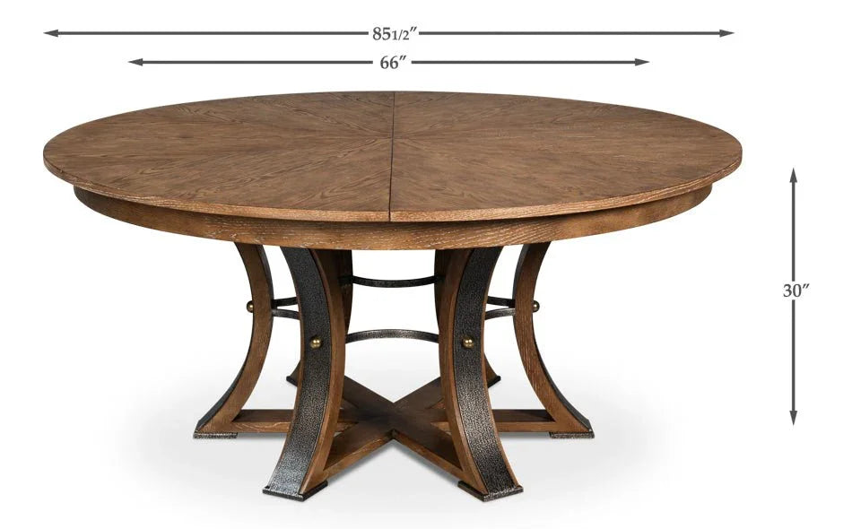 Tower Jupe Wooden Round Dining Table-Dining Tables-Sarreid-LOOMLAN