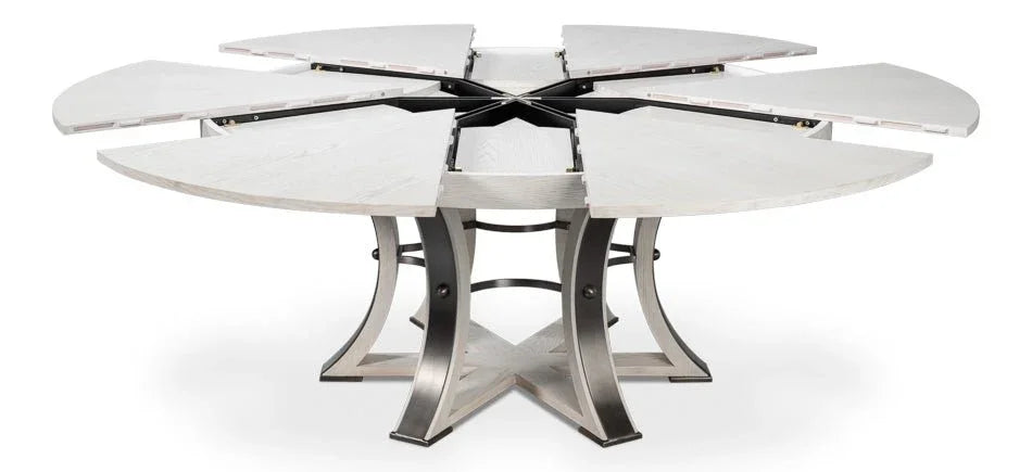 Tower Jupe Wooden Round Dining Table-Dining Tables-Sarreid-LOOMLAN