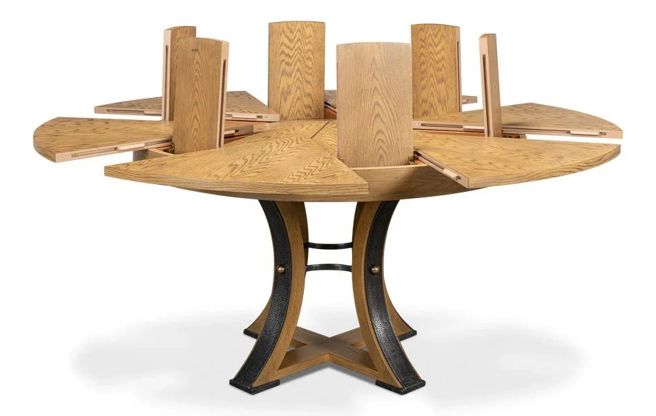 Tower Jupe Wooden Round Dining Table-Dining Tables-Sarreid-LOOMLAN