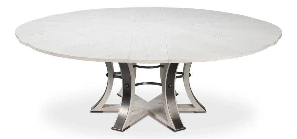 Tower Jupe Wooden Round Dining Table-Dining Tables-Sarreid-LOOMLAN