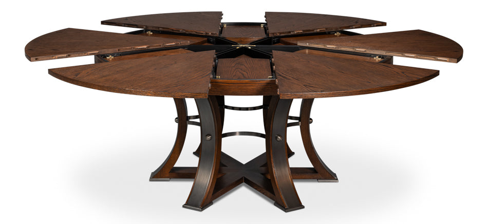Tower Jupe Wooden Round Dining Table-Dining Tables-Sarreid-LOOMLAN