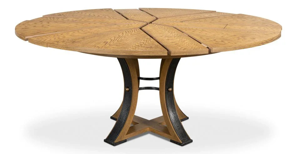 Tower Jupe Wooden Round Dining Table-Dining Tables-Sarreid-LOOMLAN