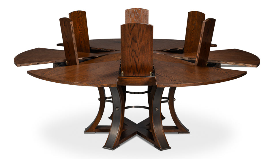 Tower Jupe Wooden Round Dining Table-Dining Tables-Sarreid-LOOMLAN