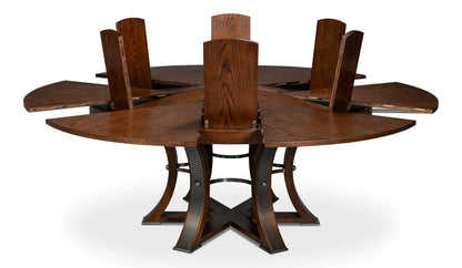 Tower Jupe Wooden Round Dining Table-Dining Tables-Sarreid-LOOMLAN
