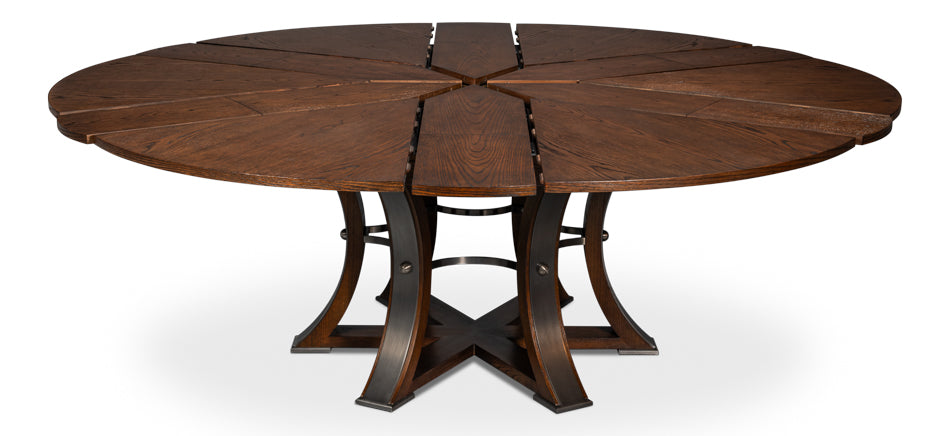 Tower Jupe Wooden Round Dining Table-Dining Tables-Sarreid-LOOMLAN