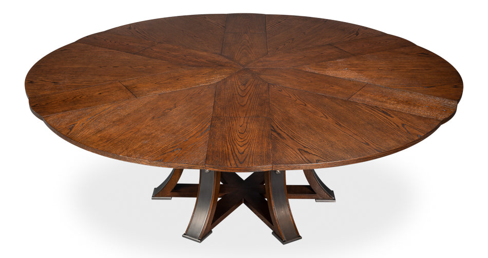 Tower Jupe Wooden Round Dining Table-Dining Tables-Sarreid-LOOMLAN