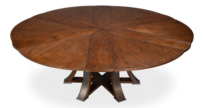 Tower Jupe Wooden Round Dining Table-Dining Tables-Sarreid-LOOMLAN