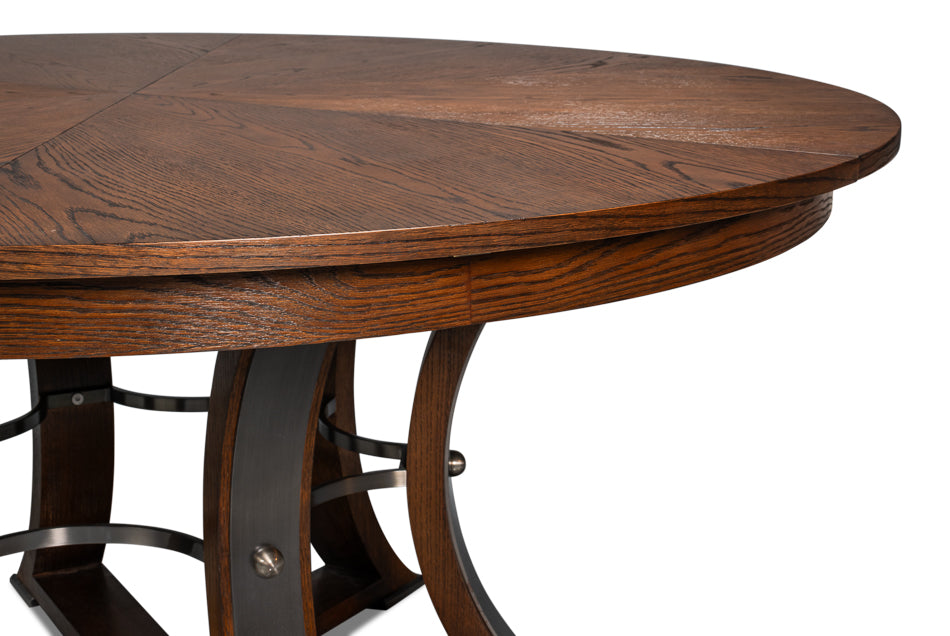 Tower Jupe Wooden Round Dining Table-Dining Tables-Sarreid-LOOMLAN
