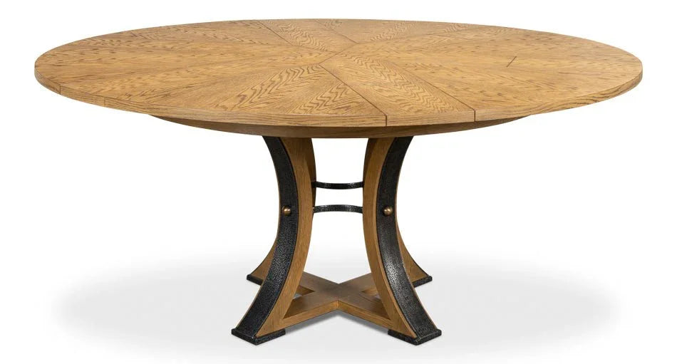 Tower Jupe Wooden Round Dining Table-Dining Tables-Sarreid-LOOMLAN