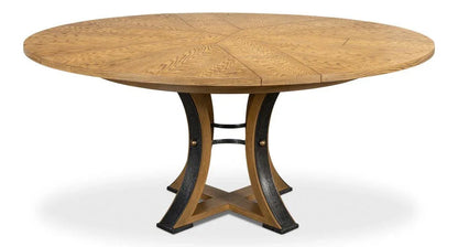 Tower Jupe Wooden Round Dining Table-Dining Tables-Sarreid-LOOMLAN