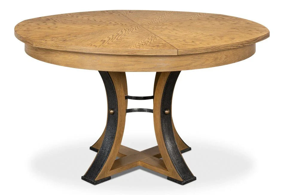 Tower Jupe Wooden Round Dining Table-Dining Tables-Sarreid-LOOMLAN