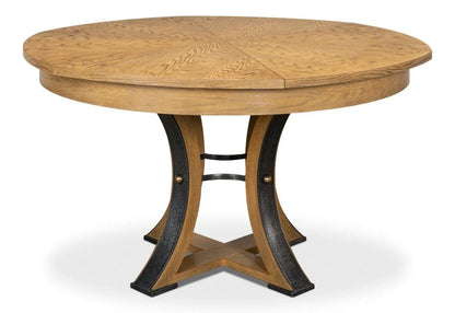 Tower Jupe Wooden Round Dining Table-Dining Tables-Sarreid-LOOMLAN