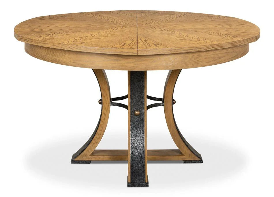 Tower Jupe Wooden Round Dining Table-Dining Tables-Sarreid-LOOMLAN