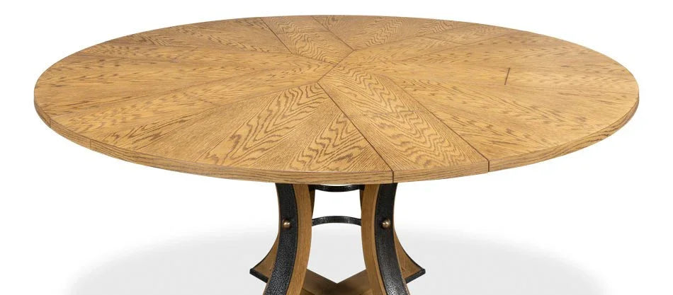 Tower Jupe Wooden Round Dining Table-Dining Tables-Sarreid-LOOMLAN