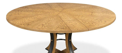 Tower Jupe Wooden Round Dining Table-Dining Tables-Sarreid-LOOMLAN