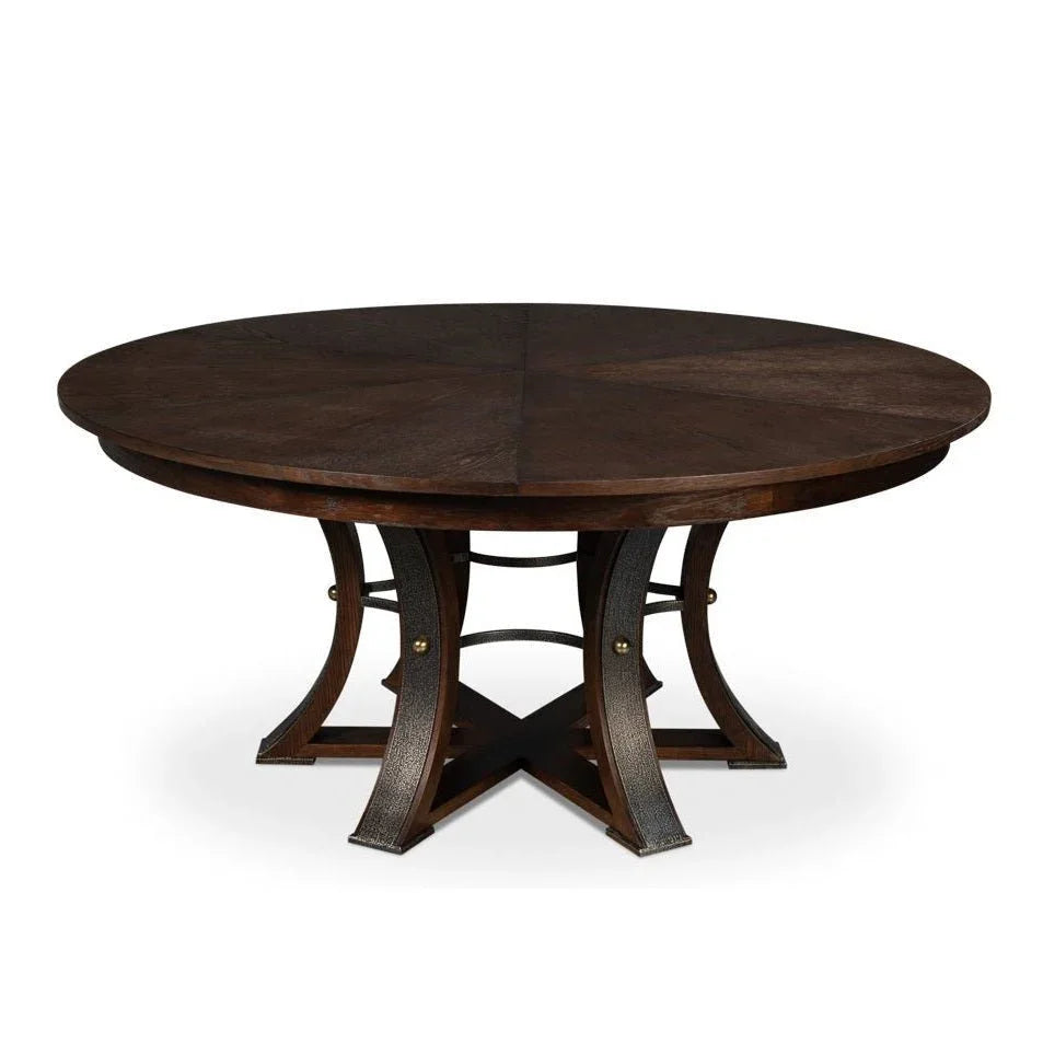 Tower Jupe Wooden Round Dining Table-Dining Tables-Sarreid-Large-Brunt Brown-LOOMLAN