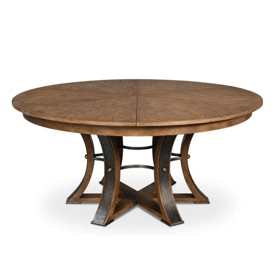 Tower Jupe Wooden Round Dining Table-Dining Tables-Sarreid-Large-Light Mink-LOOMLAN