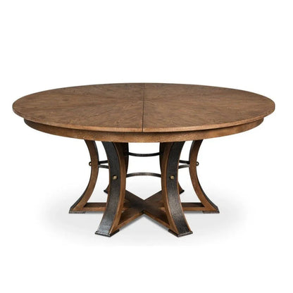 Tower Jupe Wooden Round Dining Table-Dining Tables-Sarreid-Large-Light Mink-LOOMLAN