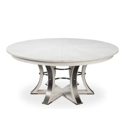 Tower Jupe Wooden Round Dining Table-Dining Tables-Sarreid-Large-Working White-LOOMLAN