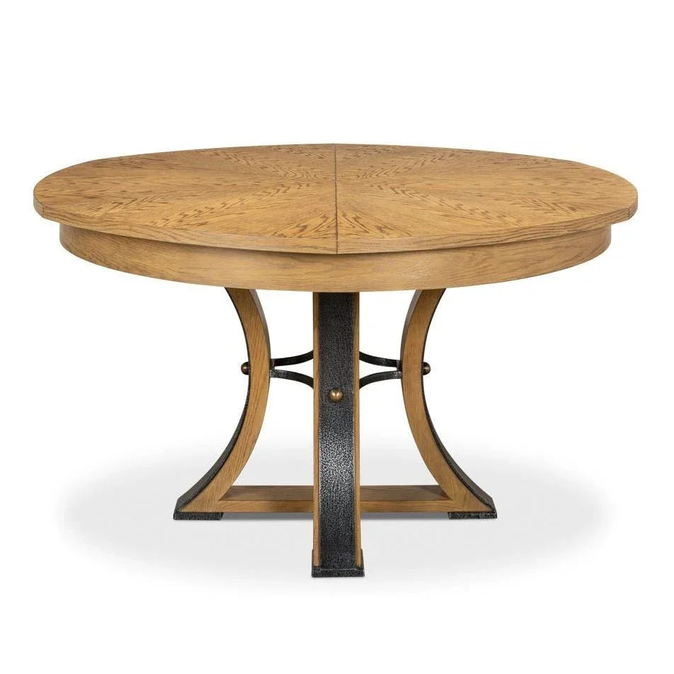 Tower Jupe Wooden Round Dining Table-Dining Tables-Sarreid-Medium-Tan-LOOMLAN