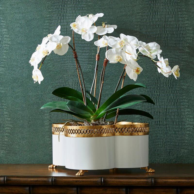 Tracery Porcelain Flower Stem Cachepot - LOOMLAN - Chelsea House - Planters