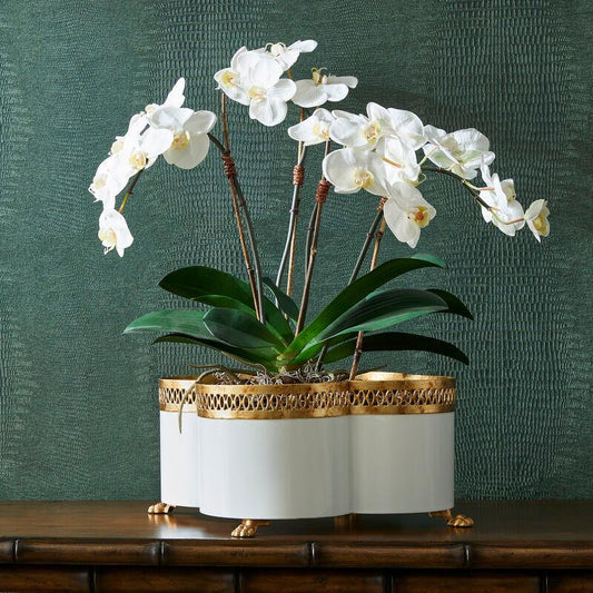 Tracery Porcelain Flower Stem Cachepot - LOOMLAN - Chelsea House - Planters